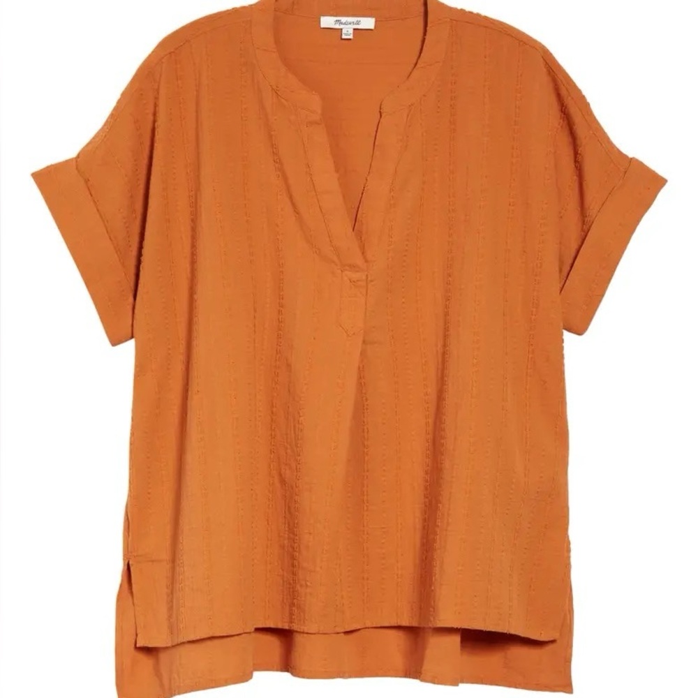 Madewell Terracotta V-Neck Blouse - Picture 2 of 2